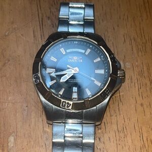 Men's Silver and Black Invicta Watch 6962